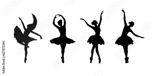 Young ballet dancer standing in pose flat design on grey background. Vector illustration Design, ballerinas in special dancing dresses