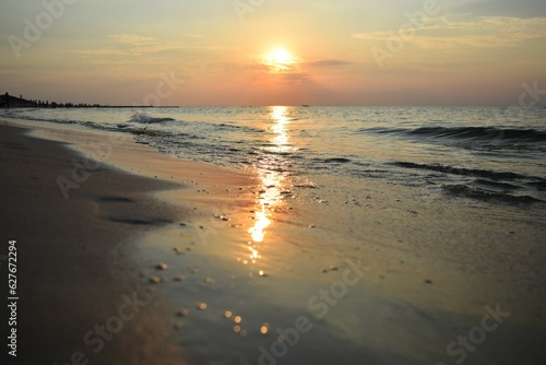 Sunset, romance, baltic sea, sea, sand