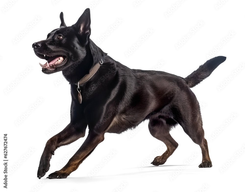 formosan mountain dog running on isolated background, generative ai