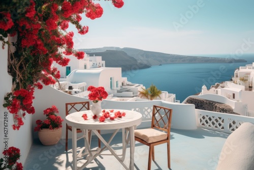 Beautiful sea terrace romantic. Generate Ai