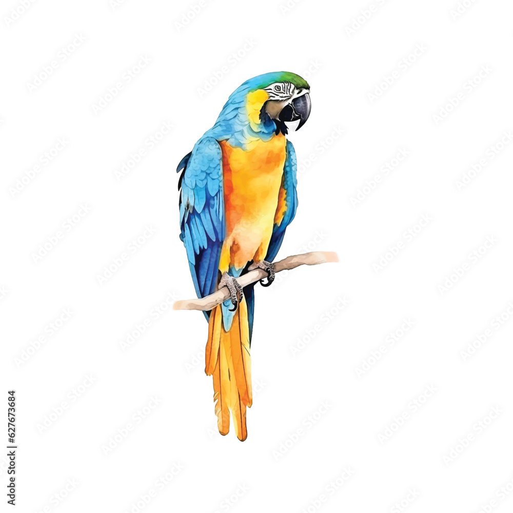  Blue-and-yellow Macaw watercolor paint.