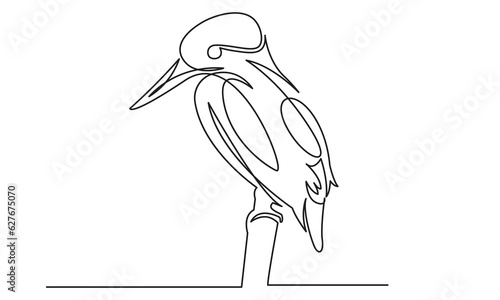 Continuous line bird drawing sitting .white background for decorative element.Doodle vector illustration Line art, outline.Single line art vector design illustration