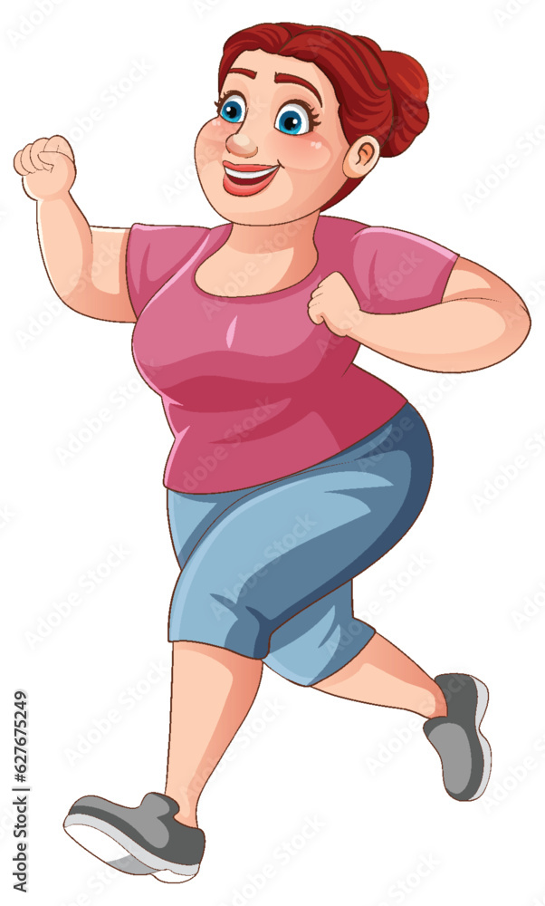 Chubby Woman Running Pose Cartoon Character Chubby Woman Running Pose Cartoon Character