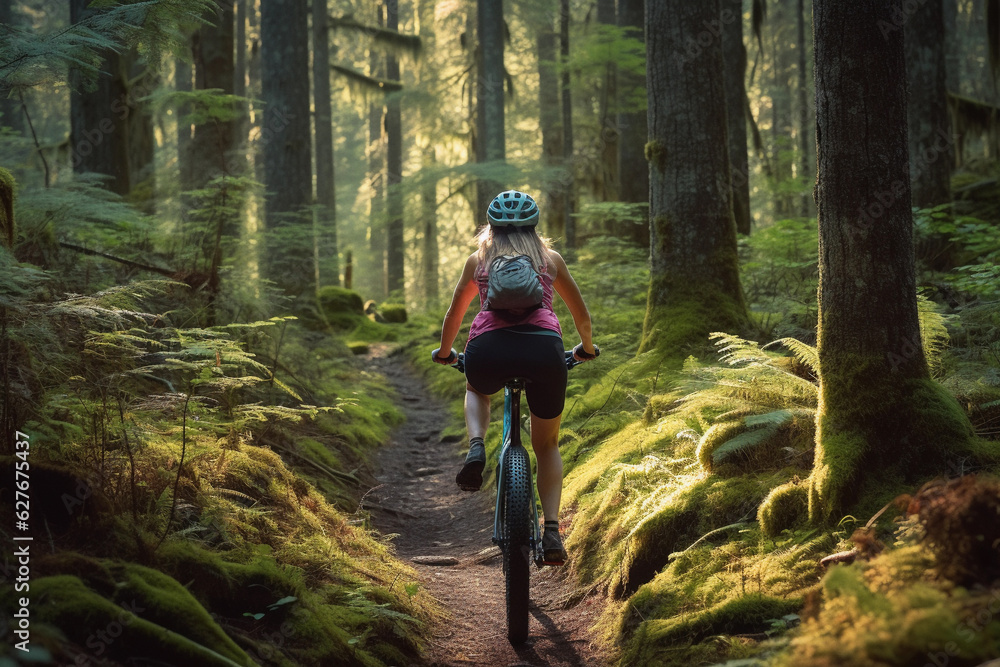 Forest Trail Cycling Adventure. Generative Ai. Forest Trail Cycling Adventure. Generative Ai.