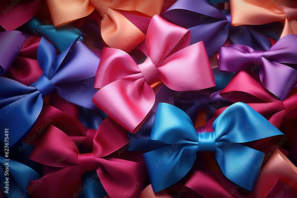 Colorful birthday ribbons and bows background Colorful birthday ribbons and bows background