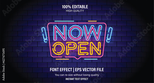 neon Now open text effect
