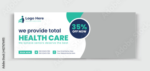 Senior Care timeline cover design template for your business ads promotion 