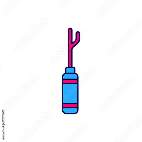 Filled outline Awl tool with wooden handle icon isolated on white background. Work equipment tailor industry. Vector