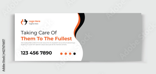 Senior Care timeline cover design template for your business ads promotion 