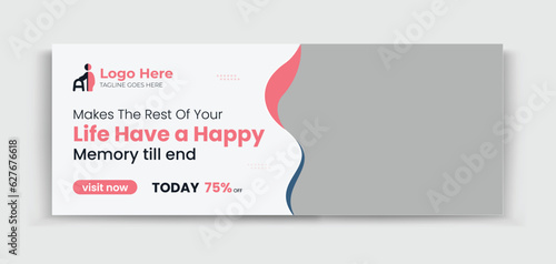 Senior Care timeline cover design template for your business ads promotion 