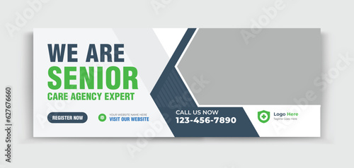 Senior Care timeline cover design template for your business ads promotion 