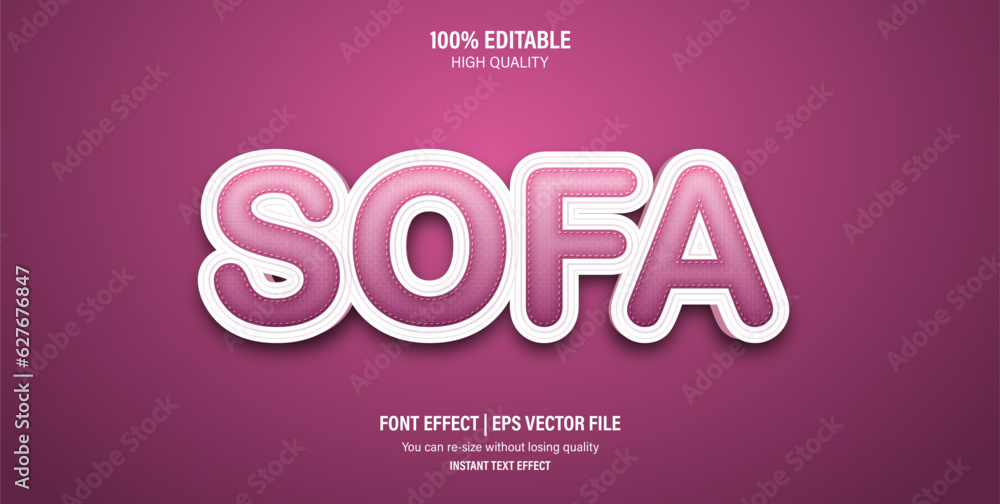 Editable sofa 3d text effect. Editable sofa 3d text effect.