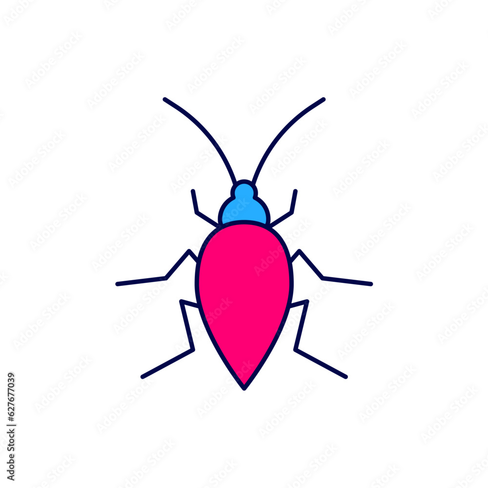 Filled outline Cockroach icon isolated on white background. Vector Filled outline Cockroach icon isolated on white background. Vector