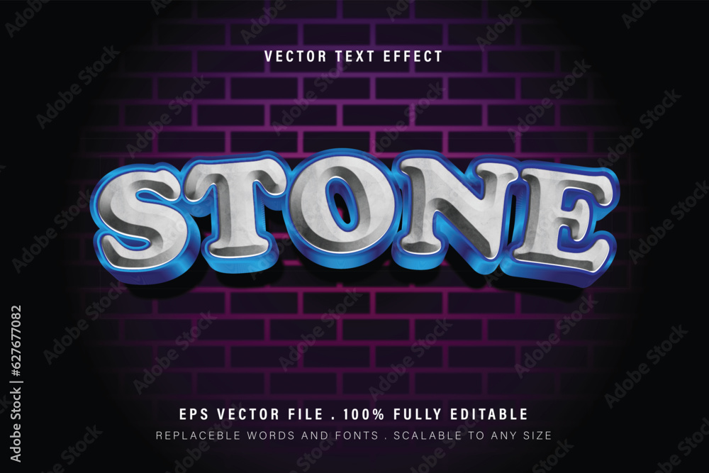 Stone 3d text effect, Editable text effect.