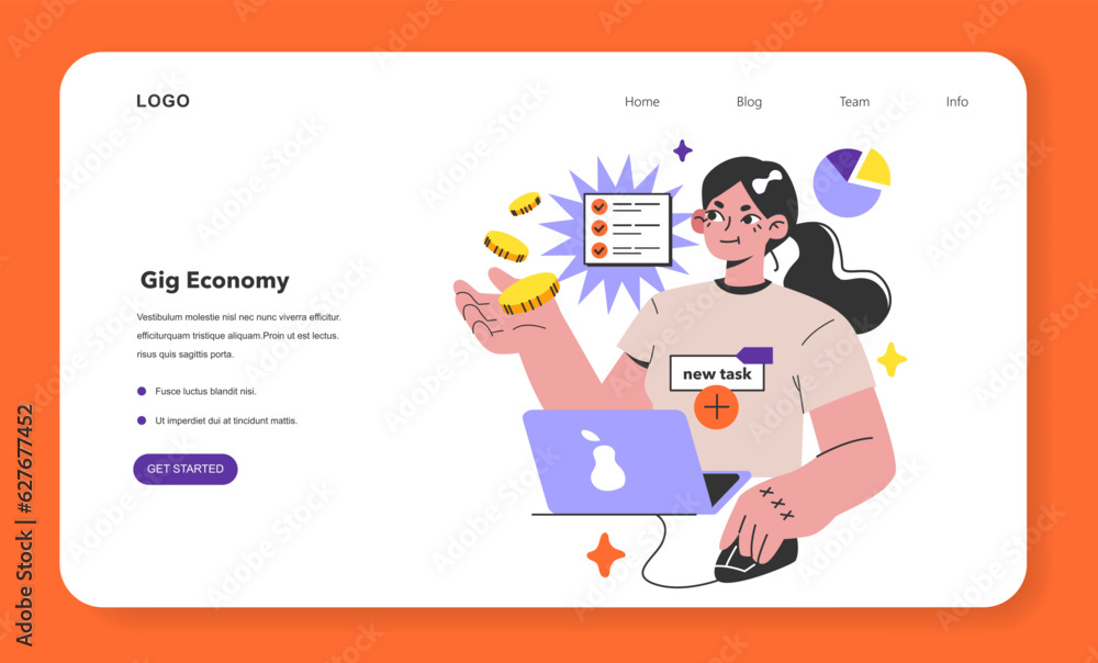 Gig economy web banner or landing page. Labor market based Gig economy web banner or landing page. Labor market based
