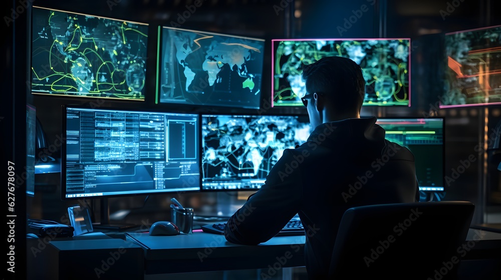 security analyst trying fighting cyber crime. Cyber hacker with computer. security analyst trying fighting cyber crime. Cyber hacker with computer.