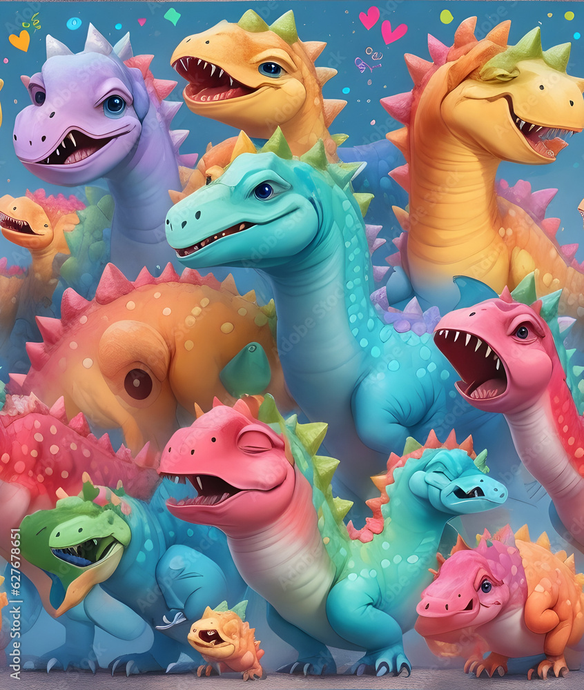 Naklejka premium set of monsters and dinosaurs