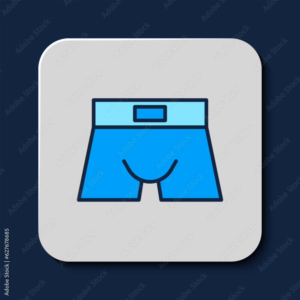 Filled outline Men underpants icon isolated on blue background. Man underwear. Vector Filled outline Men underpants icon isolated on blue background. Man underwear. Vector