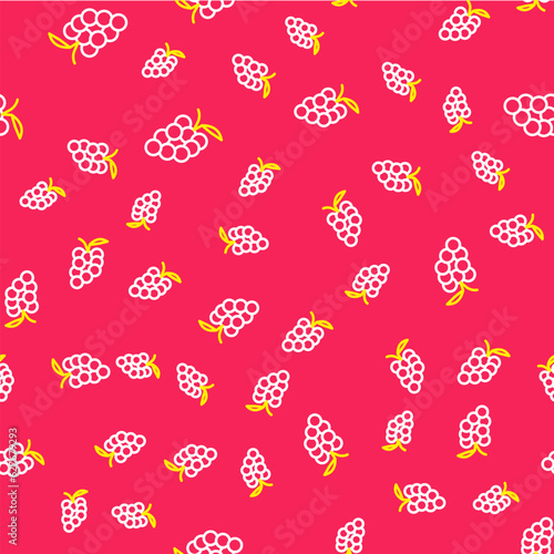 Line Grape fruit icon isolated seamless pattern on red background. Vector