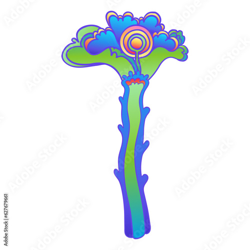 Colorful flower, retro 60s, 70s hippie style. Vintage psychedelic vector desi...