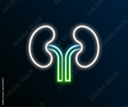 Glowing neon line Human kidneys icon isolated on black background. Colorful outline concept. Vector