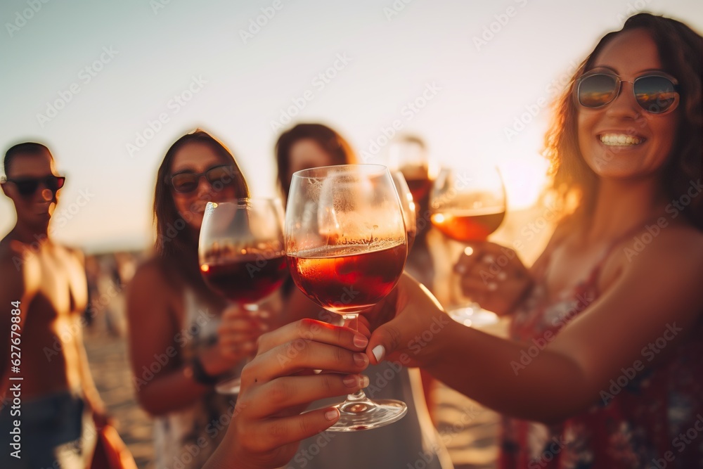Diverse young people unite drinking with friends Sipping wine at an outdoor restaurant happy and fun Diverse young people unite drinking with friends Sipping wine at an outdoor restaurant happy and fun