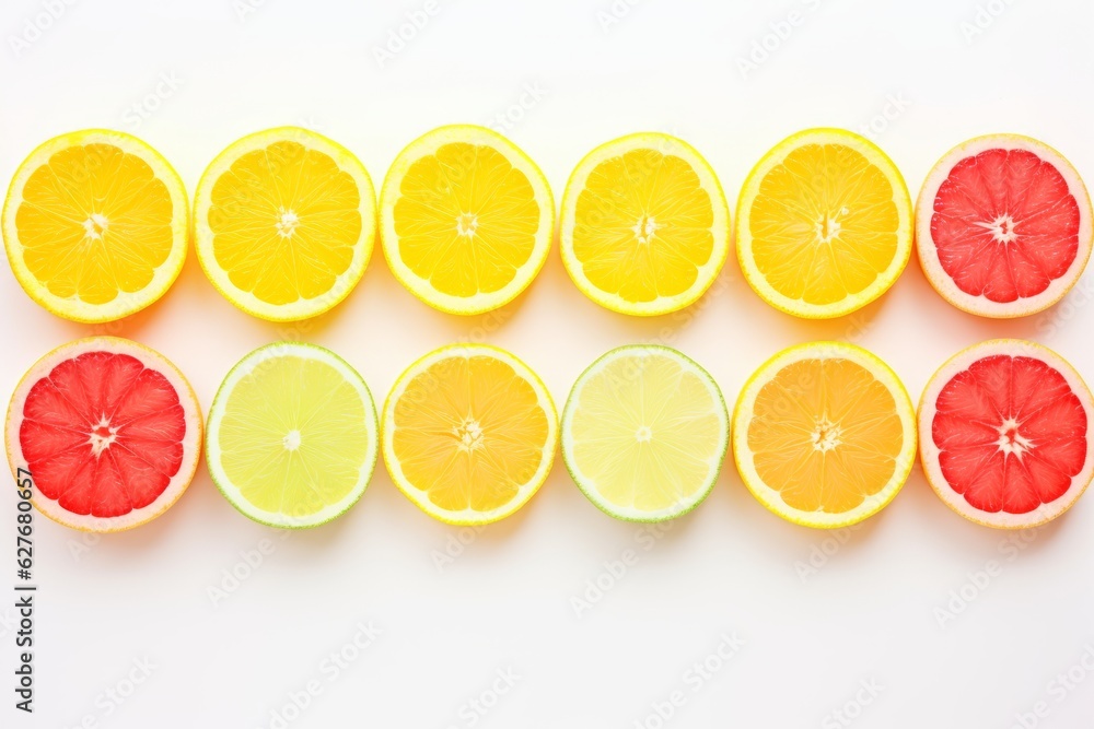 Isolated citrus slices. Beautiful illustration picture. Generative AI