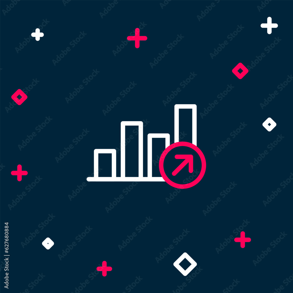 Line Financial growth increase icon isolated on blue background. Increasing revenue. Colorful outline concept. Vector Line Financial growth increase icon isolated on blue background. Increasing revenue. Colorful outline concept. Vector