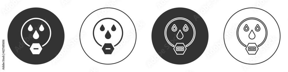 Black Water drop forbidden icon isolated on white background. No water sign. Circle button. Vector Black Water drop forbidden icon isolated on white background. No water sign. Circle button. Vector