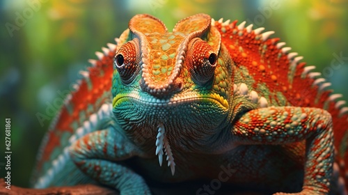 A beautiful view of chameleon in close up. Generative AI. © joseduardo
