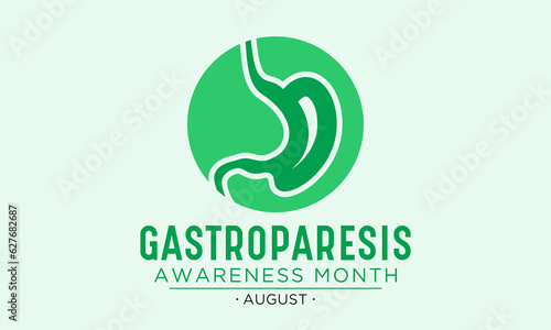 Gastroparesis awareness month is observed every year in august. August is gastroparesis awareness month. Vector template for banner, greeting card, poster with background. Vector illustration. photo