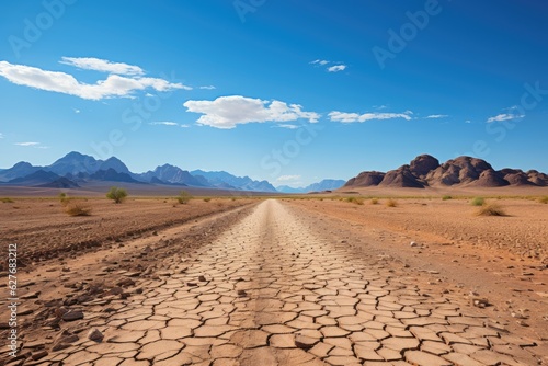 Wandering Beyond: A Captivating Image of an Empty Road Stretching Far into the Enigmatic Desert Landscape Generative AI