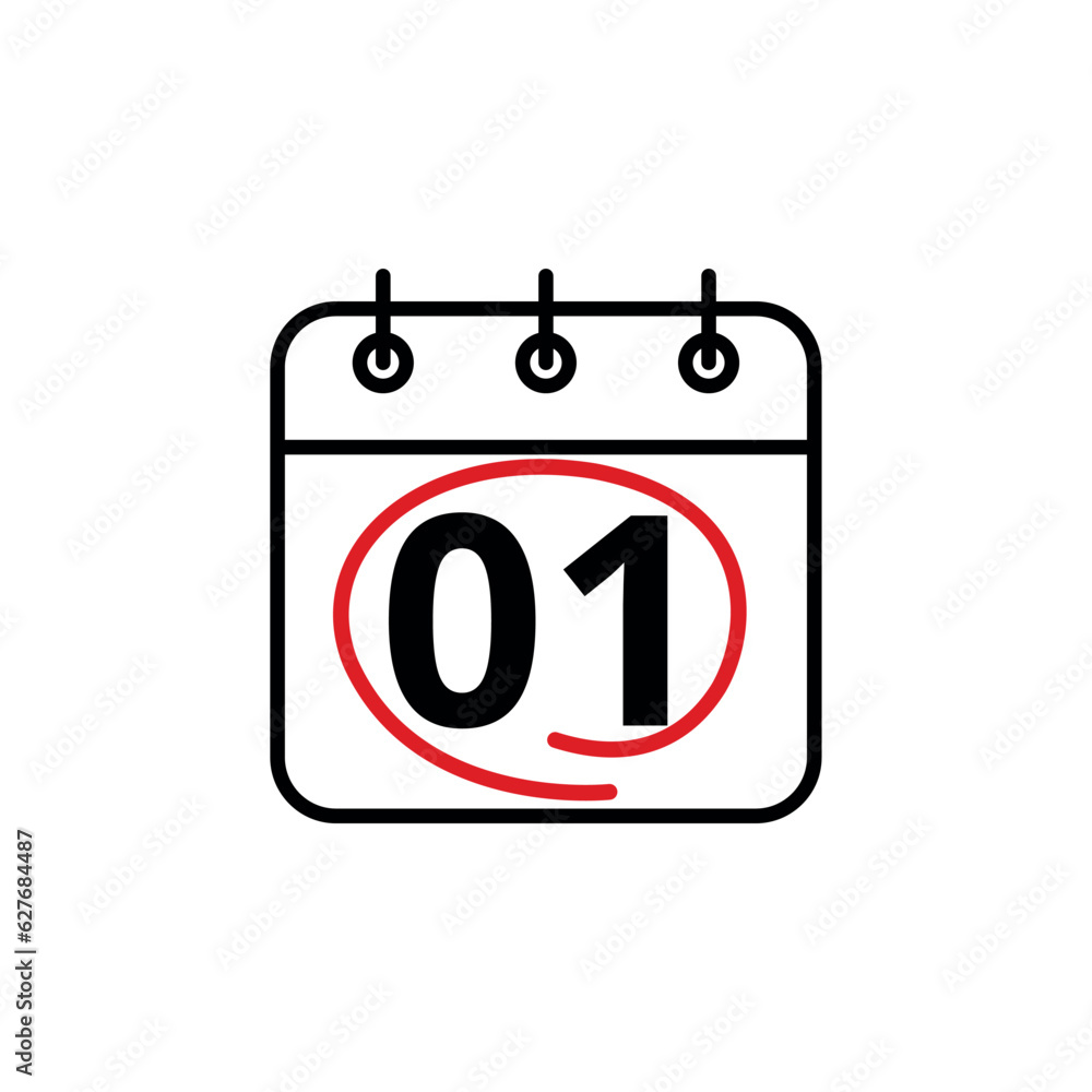 Calendar day flat vector icon. Special day marked on the calendar. Calendar icon vector illustration for websites and graphic resources, Day 01. Calendar day flat vector icon. Special day marked on the calendar. Calendar icon vector illustration for websites and graphic resources, Day 01.
