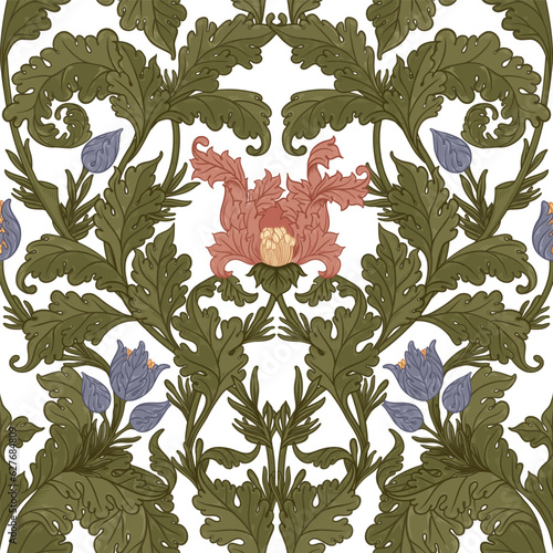 Floral vintage seamless pattern for retro wallpapers. Enchanted Vintage Flowe...