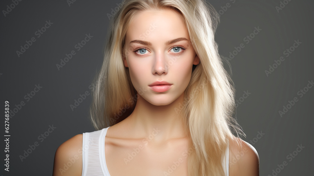A beautiful young girl with a bright face. Portrait. AI generation A beautiful young girl with a bright face. Portrait. AI generation