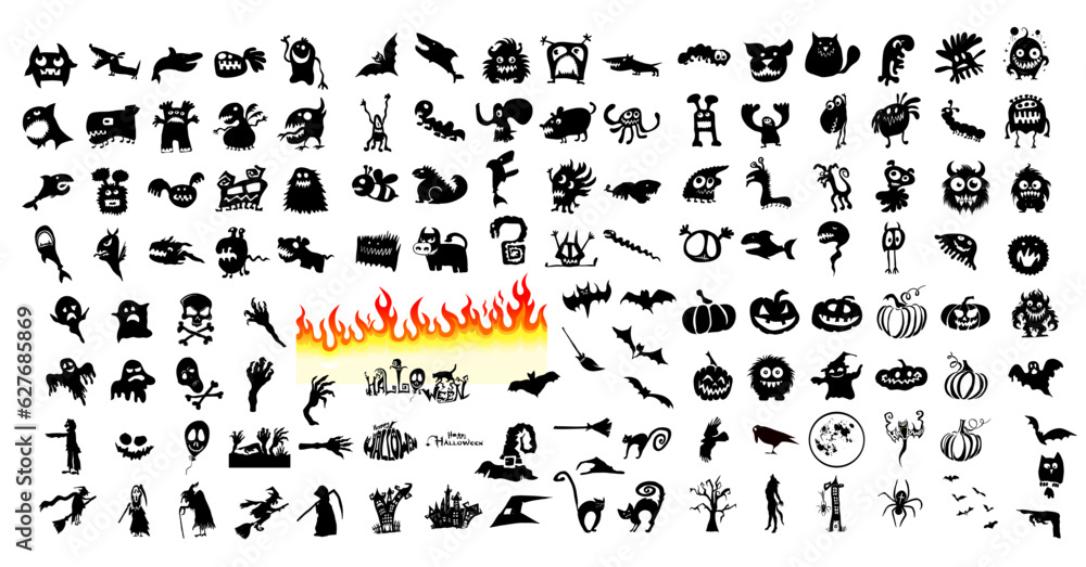 Big set of Halloween elements. Vector illustration Big set of Halloween elements. Vector illustration