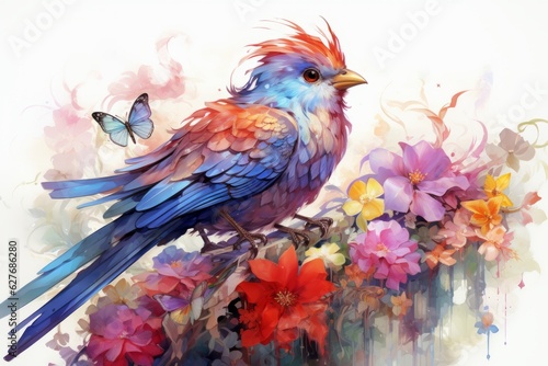 Watercolor bird. Beautiful illustration picture. Generative AI