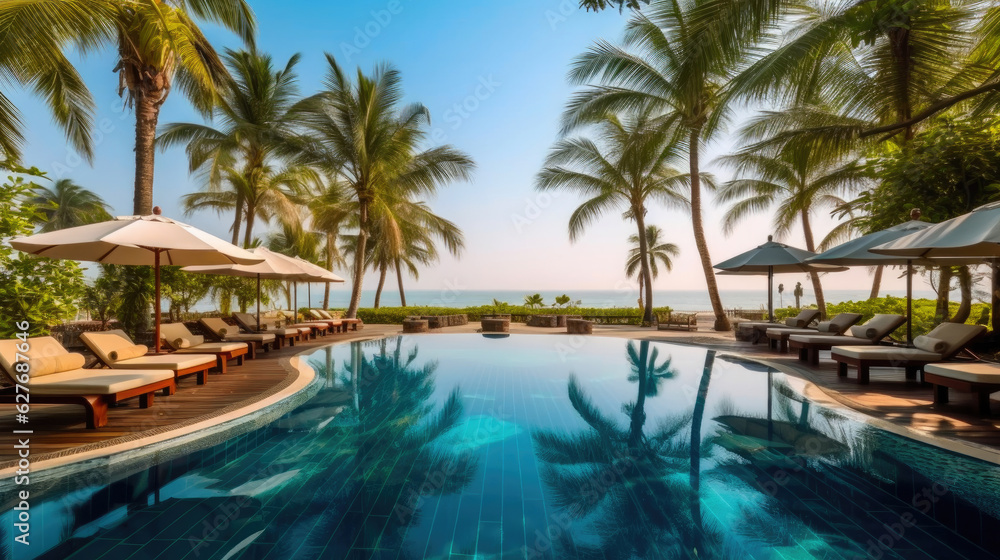 Stunning Beach Resort Pool and Lounge Chairs