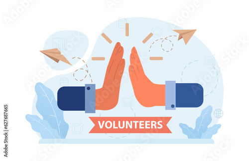 Charity. Volunteers community take care of people in need. Idea of care
