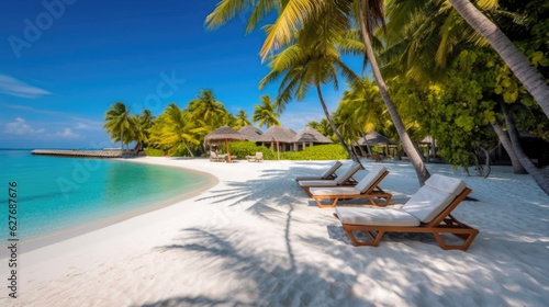 Beach Lounge and Palm Trees