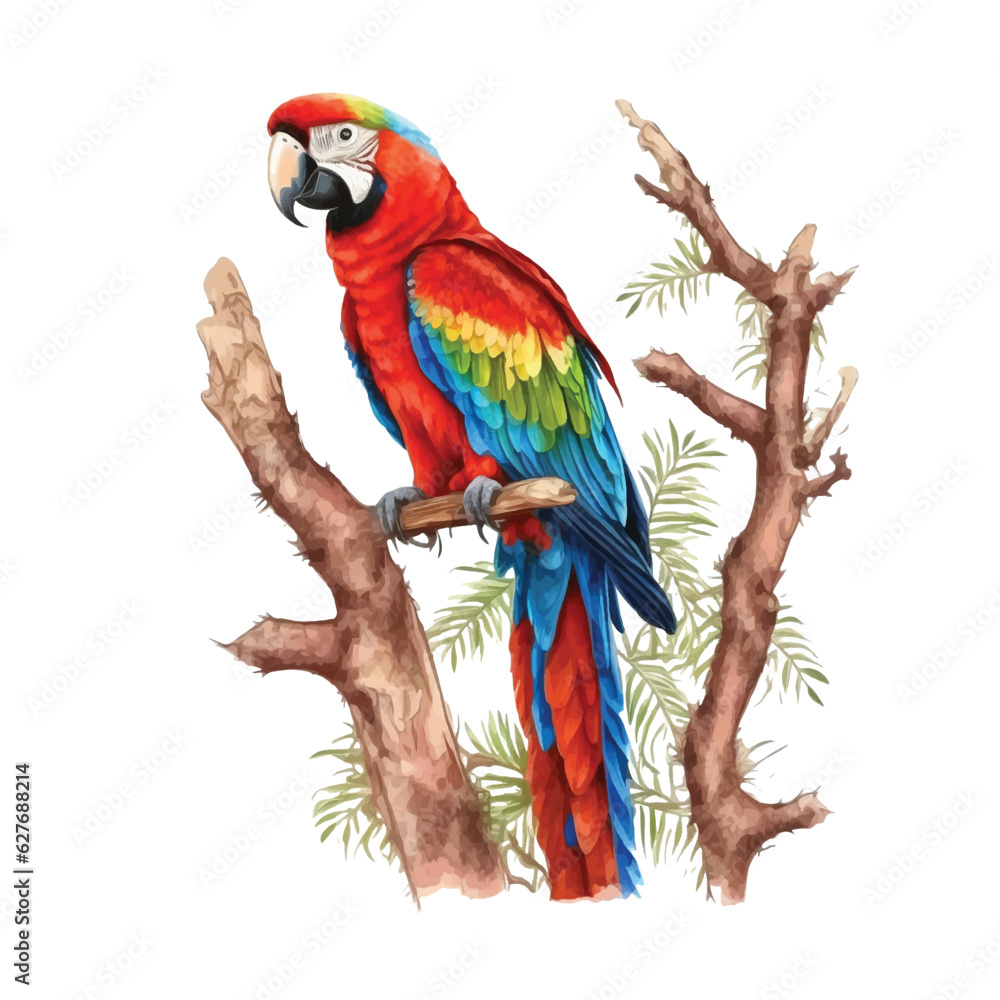 Scarlet Macaw watercolor paint
