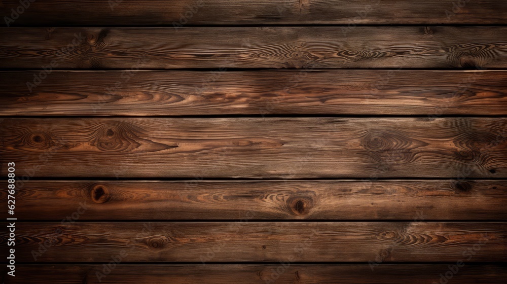Old brown rustic dark grunge wooden timber wall or floor or table texture - Wood background banner, with vignette (Generative Ai) Old brown rustic dark grunge wooden timber wall or floor or table texture - Wood background banner, with vignette (Generative Ai)