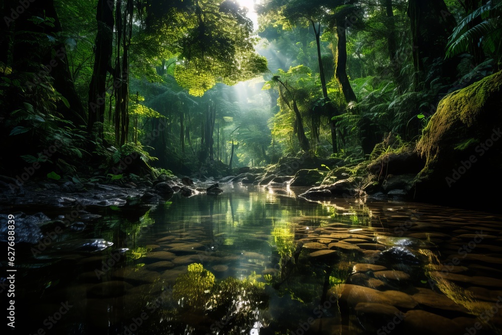 Breathtaking Indonesian Jungle Landscape, Generative AI Breathtaking Indonesian Jungle Landscape, Generative AI