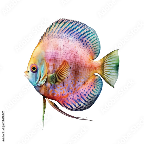 Discus fish watercolor paint 