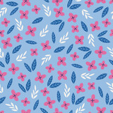 Summer seamless pattern with flowers and leaves