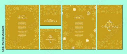 Set of Orange Yellow Christmas-themed Background design templates for posters, greeting cards, social media, stories, layouts. Christmas element and patterns. Editable Vector Illustration. EPS 10.
