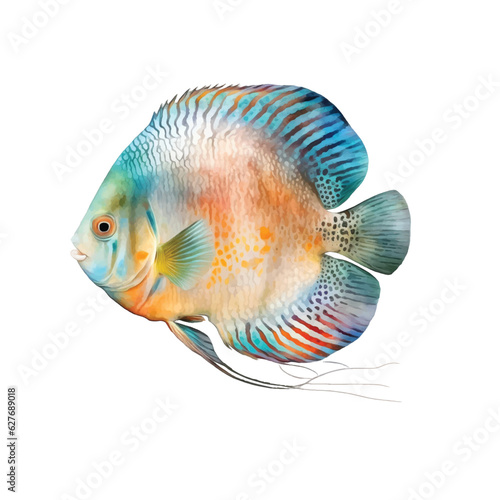 Discus fish watercolor paint