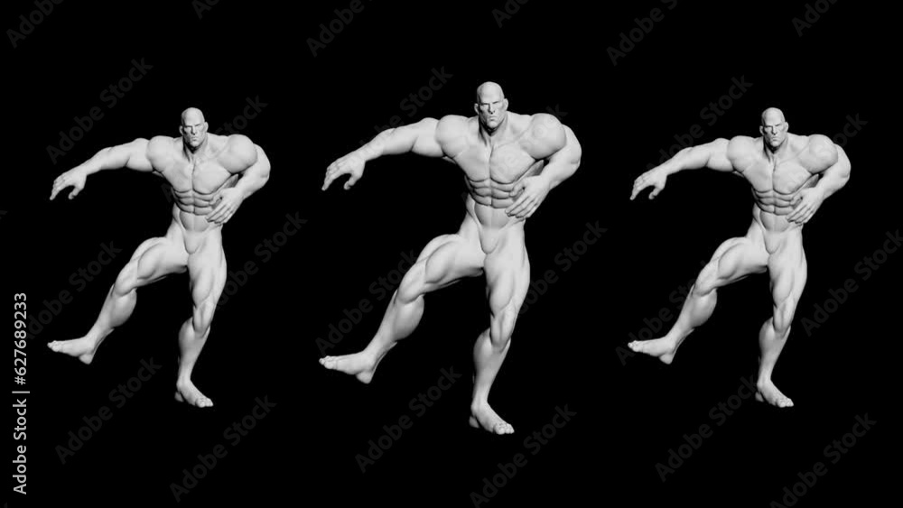 A bodybuilder dance. Bodybuilder with big muscles dances. A man with ...