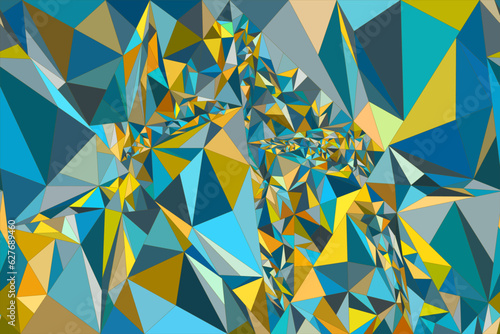 Triangles abstract geometric retro colorful background. Vector illustration. Creative coding computational design.