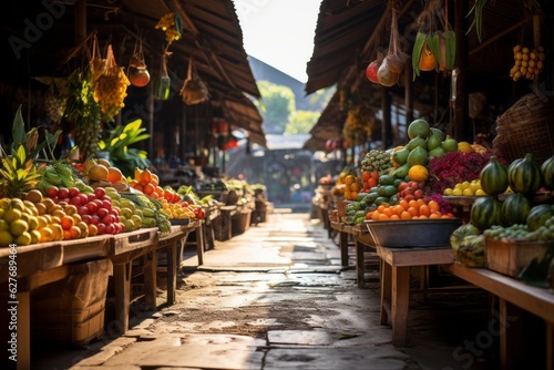 Colorful Indonesian Fruit Market  Generative AI